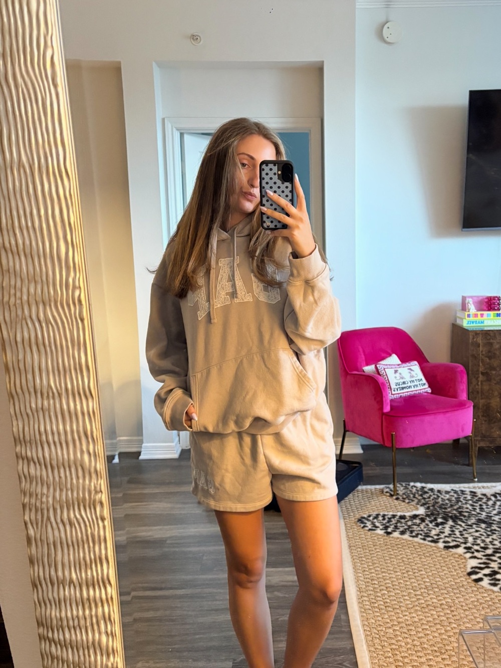 GAP Beige/Tan Hoodie and Shorts Set